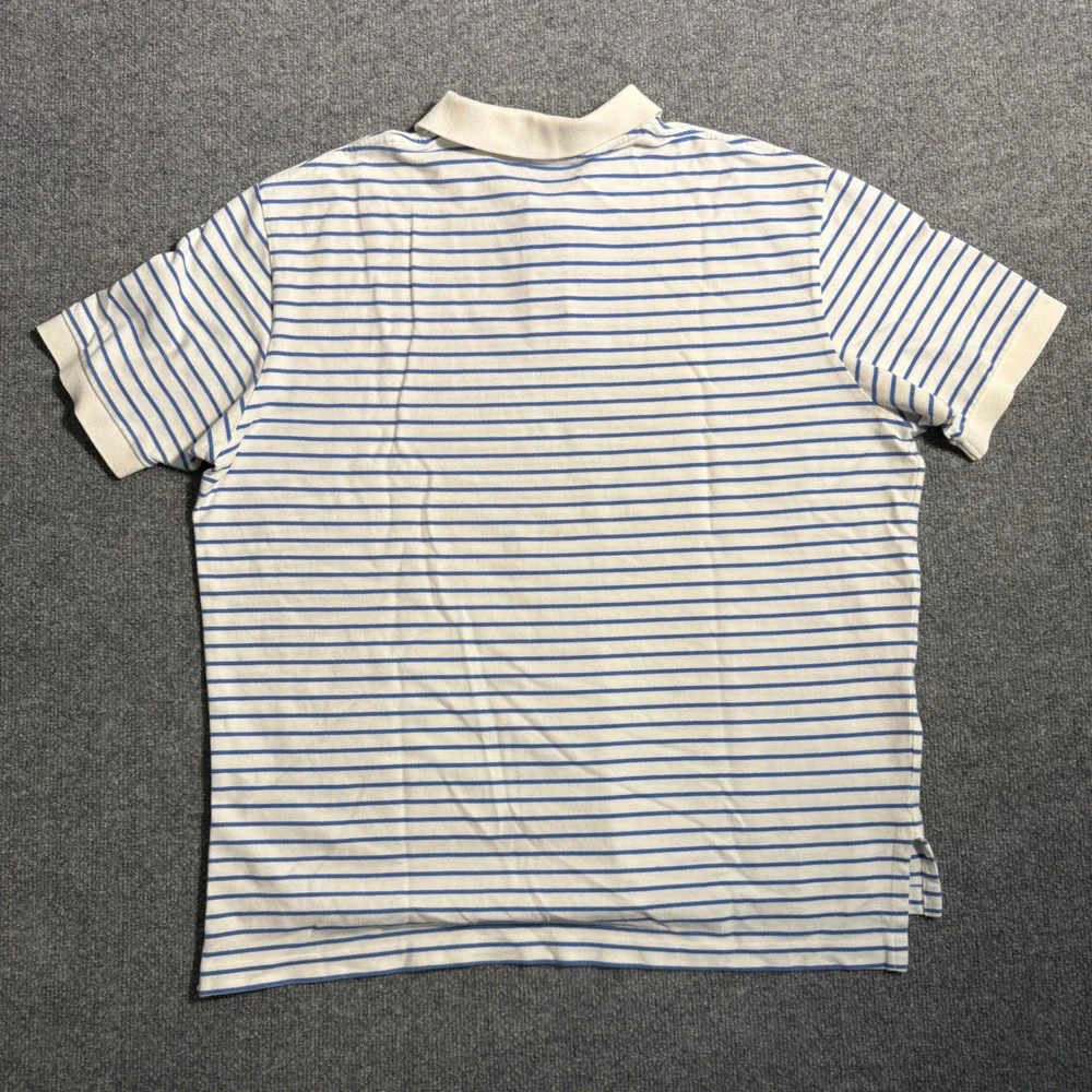 Polo Ralph Lauren Mens XXL Blue White Striped Short Sleeve Cotton Polo Shirt